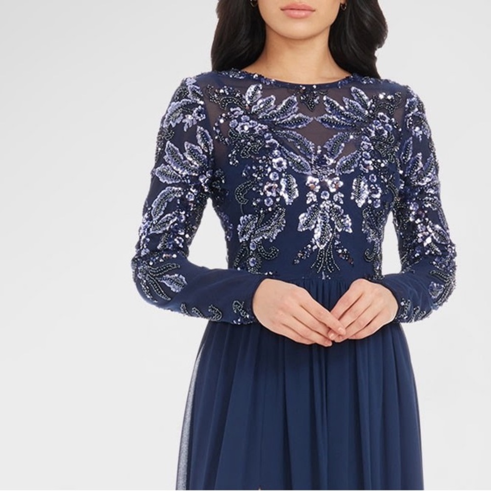 Elegant Navy Blue Embellished Dress
